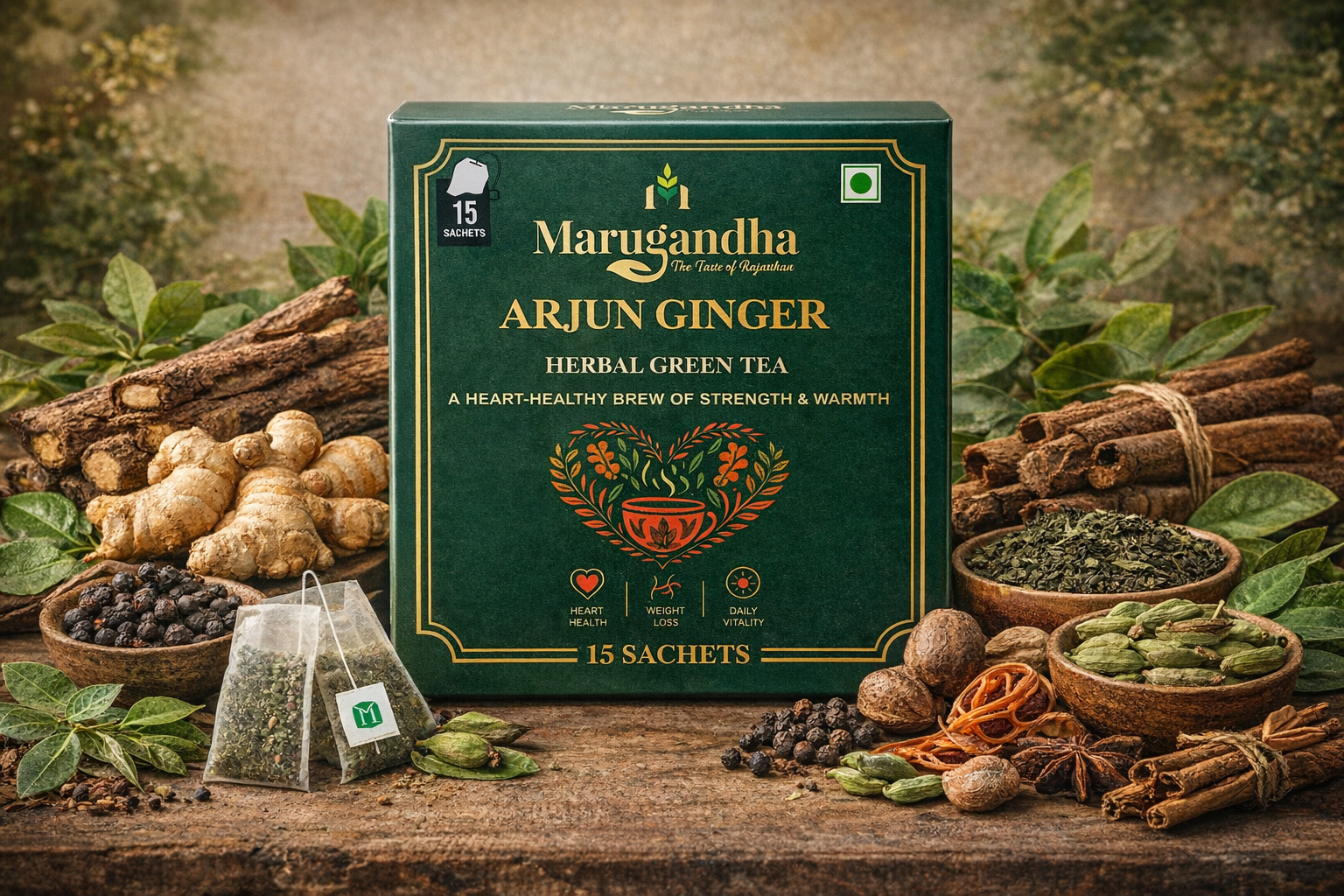 Arjun Ginger Herbal Green Tea